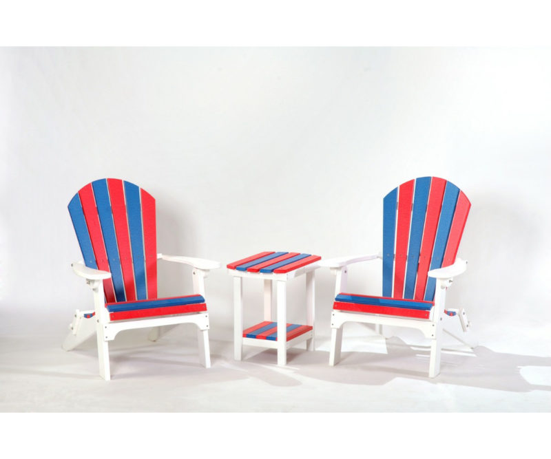 Folding Chairs with Accent Table (Red & Blue)