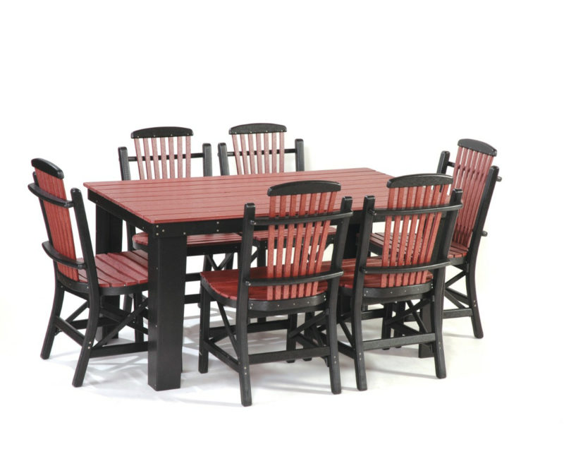 Rectangle Patio Set with Arm Chairs (Red & Black)