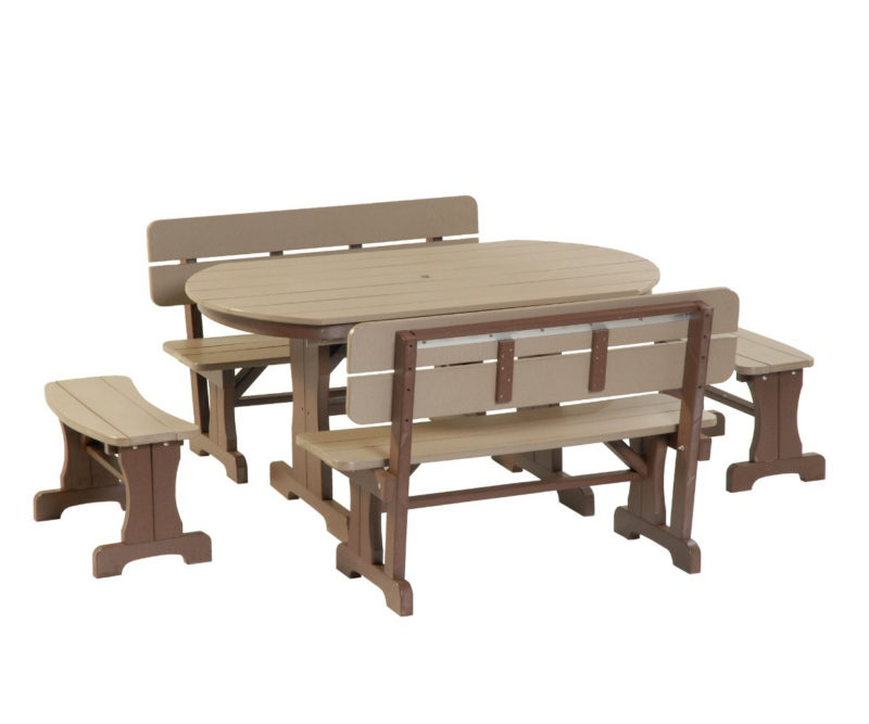 Oval Patio Set (Weatherwood & Brown)