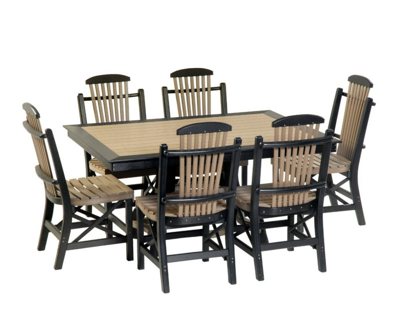 Rectangle Patio Set with Side Chairs (Weatherwood & Black)