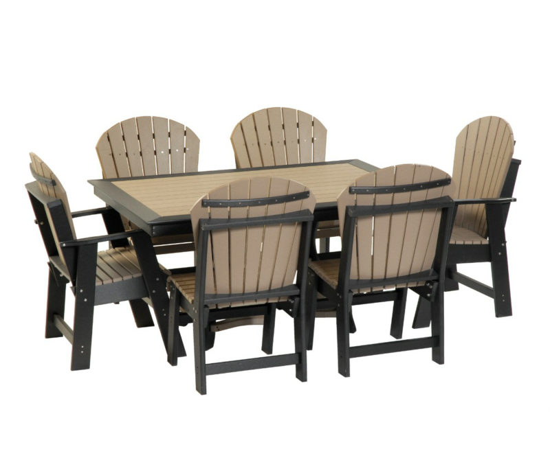 Rectangle Patio Set with Arm Chairs (Weatherwood & Black)