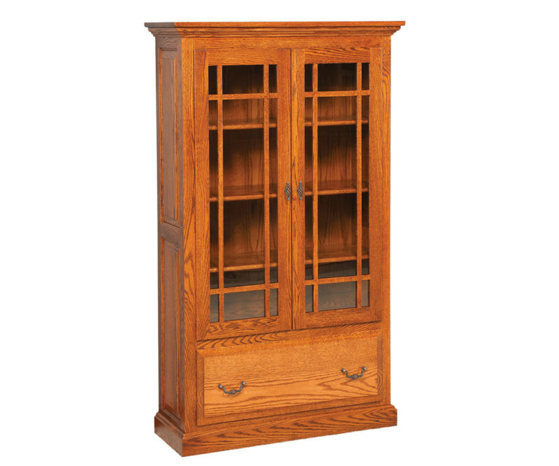 Raised Panel Bookcase W/ Doors & Drawer