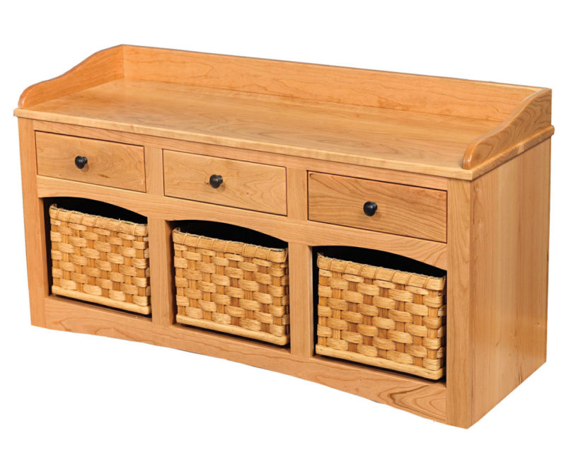 Shoe Bench W/ Basket & Drawers