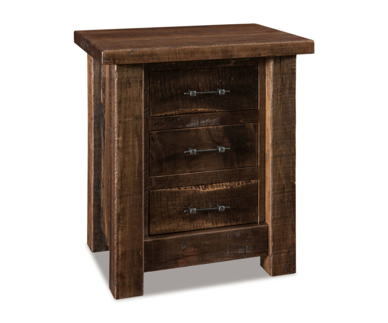 Walnut 3 Drawer Small Nightstand